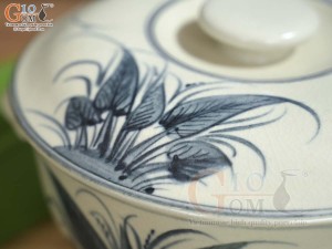 Âu cơm men rạn họa tiết chuồn khoai, đường kính 16cm