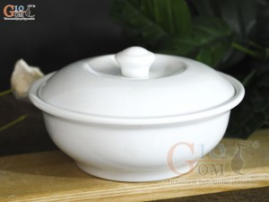 Âu cơm men trắng cao cấp, đường kính 20cm