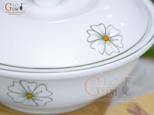 Âu cơm men trắng vẽ ngàn hoa, đường kính 20cm
