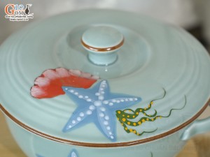 Âu cơm men xanh vẽ Đại Dương đường kính 20cm