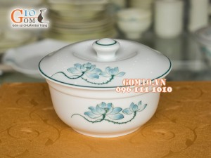 Âu cơm phi 20 men trắng vẽ sen