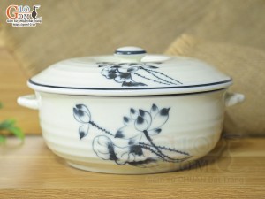 Âu cơm sen đen men kem, đường kính 20cm