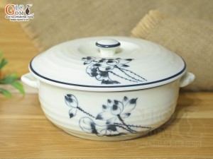 Âu cơm sen đen men kem, đường kính 20cm