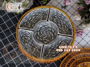 Bộ khay sứ đựng thức ăn họa tiết Cá đàn