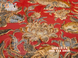 Bát thả hoa Phú Qúy đắp nổi,màu đỏ - đường kính 50cm