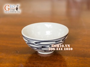 Bát cơm men kem vẽ cá đàn