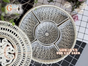 Bộ khay sứ đựng thức ăn họa tiết bèo tràm cổ
