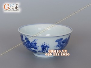 Bát thờ men rong cổ vẽ Rồng Phượng