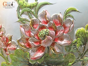 Bảo bình men loang xanh đắp nổi Kim Kê Đại Cát vẽ vàng 24k, cao 85cm