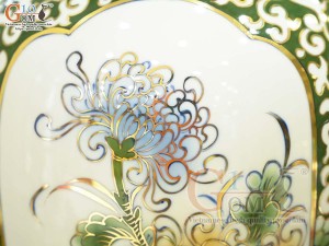 Bảo bình men màu bổ khung Tứ Cảnh Phú Quý vẽ vàng 24k, cao 60cm