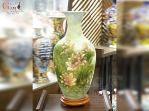 Bảo bình men màu cảnh Thuận Buồm Xuôi Gió vẽ vàng 24k, cao 60cm