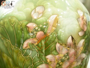 Bảo bình men màu cảnh Thuận Buồm Xuôi Gió vẽ vàng 24k, cao 60cm