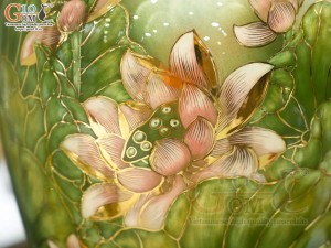 Bảo bình men màu cảnh Thuận Buồm Xuôi Gió vẽ vàng 24k, cao 60cm