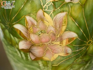 Bảo bình men màu cảnh Thuận Buồm Xuôi Gió vẽ vàng 24k, cao 60cm