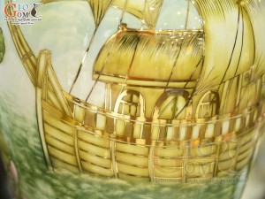 Bảo bình men màu cảnh Thuận Buồm Xuôi Gió vẽ vàng 24k, cao 60cm