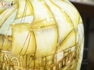 Bảo bình men màu cảnh Thuận Buồm Xuôi Gió vẽ vàng 24k, cao 60cm