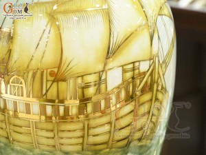 Bảo bình men màu cảnh Thuận Buồm Xuôi Gió vẽ vàng 24k, cao 60cm