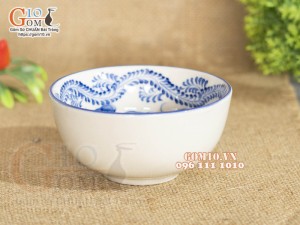 Bát cơm men cổ vẽ sen dây cao cấp