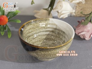 Bát cơm men hỏa biến gấm vàng Cát Tường