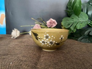 Bát cơm men hoàng thổ vẽ hoa