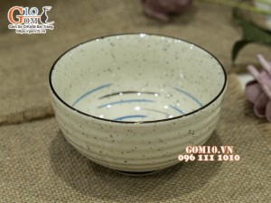 Bát cơm men kem tấm kẻ chỉ