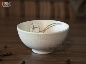 Bát cơm men kem tấm vẽ Bạch Liên