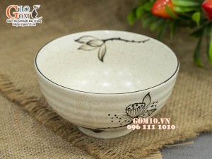 Bát cơm men kem tấm vẽ hoa Sen