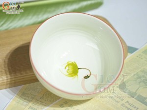 Bát cơm men kem vẽ Bồ Công Anh