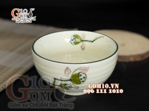 Bát cơm men kem vẽ Đài Sen