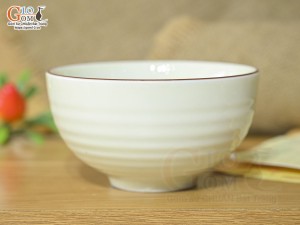 Bát cơm men kem vẽ hoa Đào phai