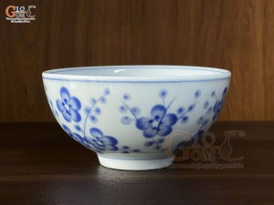 Bát cơm men lam vẽ hoa đào xanh