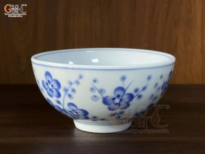 Bát cơm men lam vẽ hoa đào xanh