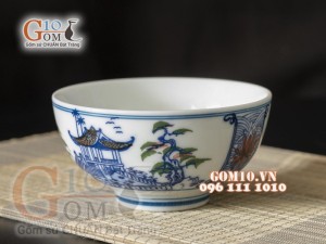 Bát cơm men trắng vẽ cảnh Hà Nội