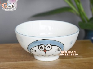 Bát cơm men trắng vẽ Doremon
