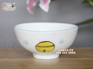 Bát cơm men trắng vẽ Doremon