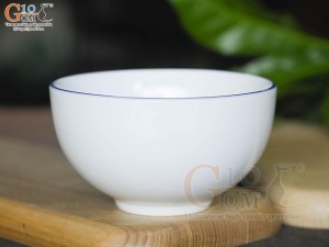 Bát cơm men trắng vẽ hoa sen tràm