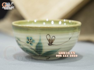 Bát cơm men vuốt vẽ tre xanh