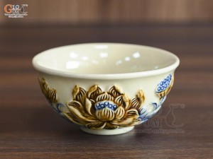 Bát cơm thờ men hoàng tộc đắp nổi hoa Sen Phú Quý