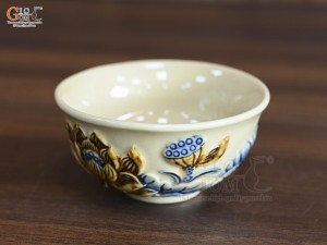 Bát cơm thờ men hoàng tộc đắp nổi hoa Sen Phú Quý