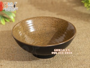 Bát hến nhỏ gốm vàng trơn, đường kính 12cm