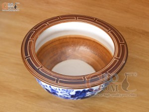 Bát hương quả lựu họa tiết hoa sen miệng nâu, phi 30cm