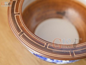 Bát hương quả lựu họa tiết hoa sen miệng nâu, phi 30cm