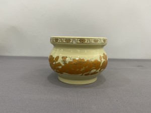 Bát hương quả lựu hoạ tiết sen vàng kim, đường kính 14cm