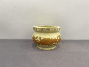 Bát hương quả lựu hoạ tiết sen vàng kim, đường kính 14cm