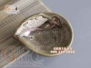 Bát mắm giọt nước men hỏa biến gấm vàng khắc sen 