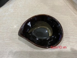 Bát mắm giọt nước men hỏa biến gấm quẹt màu mật ong