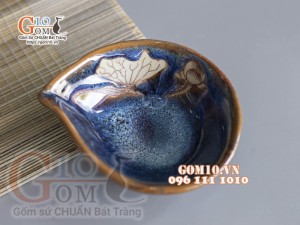 Bát mắm giọt nước xanh đá khắc sen 