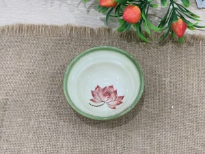 Bát mắm loe men vuốt vẽ Sen đỏ, 10cm