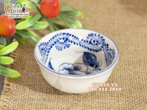 Bát mắm men cổ vẽ sen dây cao cấp