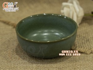 Bát mắm men hỏa biến xanh ngọc cổ
